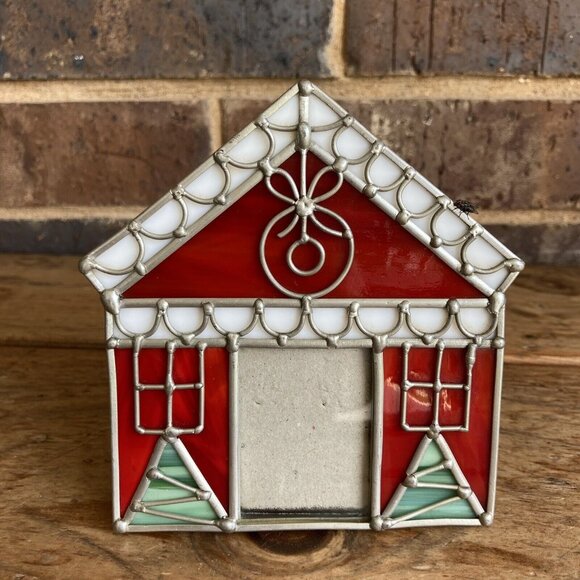 Malden Stained Glass Christmas Village Gingerbread House Picture Frame 5" - Picture 1 of 11